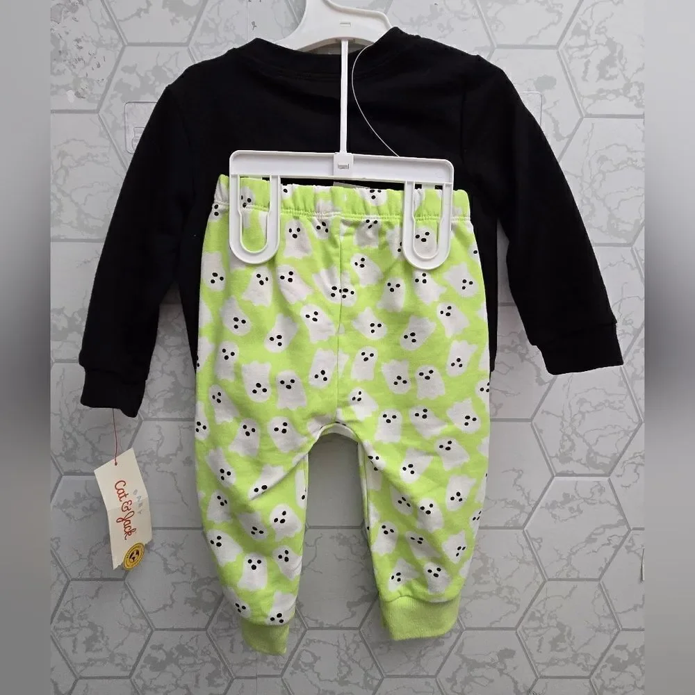 Baby Cat & Jack Halloween Ghost Graphic Long Sleeve Sweatshirt 2pc set